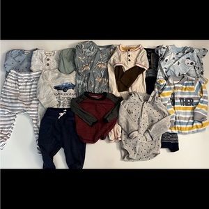 Large bundle/lot of baby boy winter/fall clothes onesies 3-6
